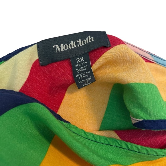 ModCloth Rainbow Striped Sleeveless V-Neck Tank Top 2X Colorful Fun - Picture 3 of 6